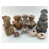 Various Pottery figures, jars & Lamps.