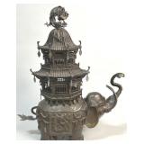 Japanese Meiji Period Bronze Elephant Censer.