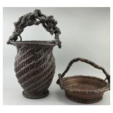 2 Meiji Japanese Ikebana Bamboo Baskets.