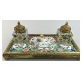 Antique Chinese Famille Verte Porcelain Standish.