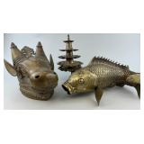 3 Vintage India and Japanese Brass Items.