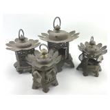 4 Antique Japanese Hanging Lanterns.
