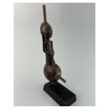 Antique Luba Carved Wood Figural Water Pipe.