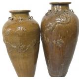 2 Antique Chinese Brown Glazed Martaban Jars.
