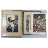 4 Various Antique Japanese Woodblock Prints.