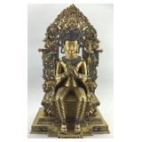 Large Antique Gilt Bronze Maitreya Buddha Statue.