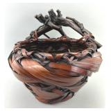 Large Signed Japanese Bamboo Hanakago Basket.