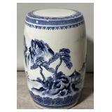 Japanese Blue & White Porcelain Garden Stool.