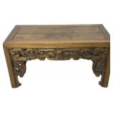 Chinese Carved Huanghuali Kang Table.