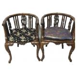 Pair of Chinese Carved Rosewood Horseshoe Chairs.