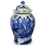 Antique Chinese Blue & White Porcelain Temple Jar.