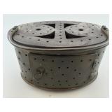 Antique Asian Copper & Rosewood Foot Warmer.