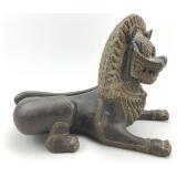 Antique Bronze Khmer Temple Guardian Lion.