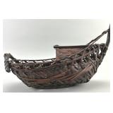 Japanese Boat Shaped Ikebana Bamboo Basket.