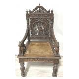 Antique Anglo-Indian Carved Teakwood Armchair.