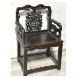 Antique Chinese Carved Rosewood Armchair.