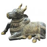 Vintage India Brass Nandi Bull Statue.