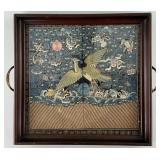 Framed Chinese Qing Dynasty Civil Rank Badge.