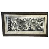 Large Dragon/Great Wall Framed Paper-Cut Art.