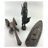 3 Antique/Vintage African Wood Tribal Objects.