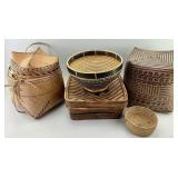 Lot of Vintage Hand-Woven Asian Baskets.