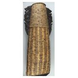 Antique Hanakago Woven Bamboo Flower Basket.