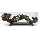 Elaborate Antique Chinese Yu-i Wood Carving.