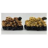 2 Vintage Faux Ivory Chinese Foo Dogs.