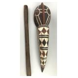 Polynesian Wood Staff & Mossi Ceremonial Mask.