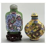 2 Chinese Qing Dynasty Enamel Snuff Bottles.
