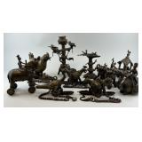 Asian Bronze Decorative Oil Lamps & Temple Toys.