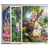 3 Devotional Hindu Deities Lithographs.