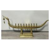 Vintage Thai Brass Dragon Boat Menorah.