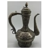 Antique Tibetan Silver Plated Brass Ewer.