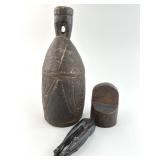 3 Various Antique Carved Wood Artifacts.