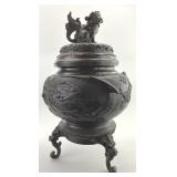 Signed Japanese Meiji Period Footed Bronze Koro.