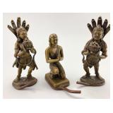 3 Brass Hindu Deities Statuettes.