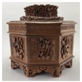 Vintage Hand-Carved Rosewood Jewelry Box.