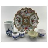 Chinese Porcelain Plate, Jars and Tea Bowls.
