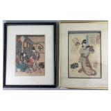 2 Antique Japanese Colored Woodblock Prints.
