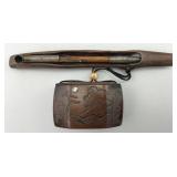 Antique Japanese Kiseru Pipe & Tabako-ire.