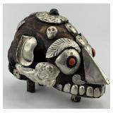 Antique Tibetan Kapala Decorated Monkey Skull.