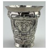 Peruvian .900 Silver Inca Aztec Tumbler.