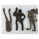 3 Antique Indian Brass & Iron Betel Nut Cutters.