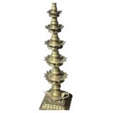 Vintage Indian Brass 5-Tier Pillar Temple Lamp.