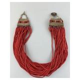 Vintage Konyak Naga Multi-Stand Red Bead Necklace.