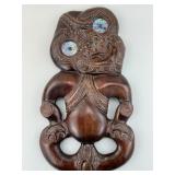Vintage Hand Carved Maori Tiki Wall Hanging.
