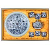 10pc Chinese Blue & White Porcelain Tea Set.