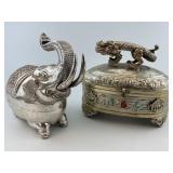 2 Antique Silvered Brass Betel Nut Boxes.