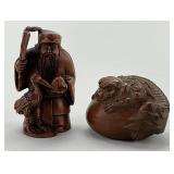 2 Japanese 19th Century Carved Boxwood Netsukes.